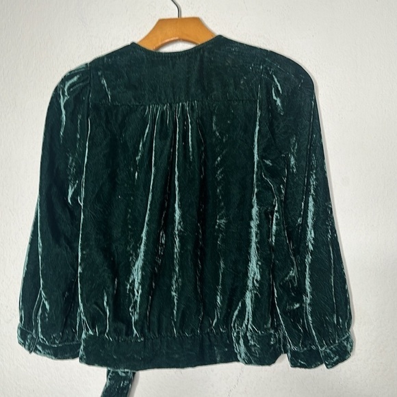 Madewell Velvet Wrap Top Plunge V Neck in Green Size Small - Picture 13 of 15